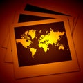 Polaroid film frames with map Royalty Free Stock Photo