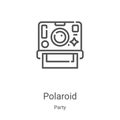 polaroid icon vector from party collection. Thin line polaroid outline icon vector illustration. Linear symbol for use on web and