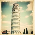 Inclined Beauty: Polaroid Snapshot of the Leaning Tower of Pisa Royalty Free Stock Photo