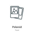 Polaroid outline vector icon. Thin line black polaroid icon, flat vector simple element illustration from editable travel concept