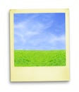 Polaroid Photo: Blue Sky And Green Grass Royalty Free Stock Photo