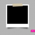 Polaroid photo frame template on sticky tape pin