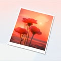 Polaroid photo of the sunset. Vector illustration for your design AI generated