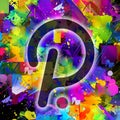 Polcadot cryptocurrency coin on colorful background, cryptocurrency concept color art