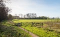 Polder landscape with fence and gates Royalty Free Stock Photo