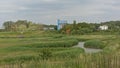 Polder landscape with watertower, house and sluice in Antwerp