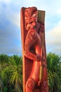 Maori wood carving of ancestor figure. Tauranga, New Zealand