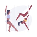 Pole dance classes isolated cartoon vector illustrations. Royalty Free Stock Photo