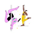 Pole dance classes isolated cartoon vector illustrations. Royalty Free Stock Photo