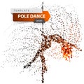 Pole dance, exotic, striptease - dot illustration.