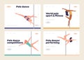 Pole dance school or sport studio online services, concept of landing page and website banner