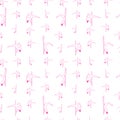 Pole dance seamless hand drawn pattern. Pole dancer's silhouettes. Royalty Free Stock Photo