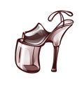 Pole dance shoe icon in monochrome brown colors