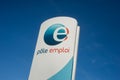 Pole emploi signboard on blue sky background, pole emploi is the french agency of job research Royalty Free Stock Photo