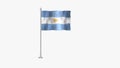 Pole Flag of Argentina, Argentina Pole flag waving in the wind on White Background. Argentina Flag, Flag of Argentina Royalty Free Stock Photo