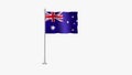 Pole Flag of Australia, Australia Pole flag waving in the wind on White Background. Australia Flag, Flag of Australia