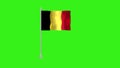 Pole Flag of Belgium, Belgium Pole flag waving in the wind on Green Background. Belgium Flag, Flag of Belgium Royalty Free Stock Photo