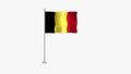 Pole Flag of Belgium, Belgium Pole flag waving in the wind on White Background. Belgium Flag, Flag of Belgium Royalty Free Stock Photo