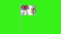 Pole Flag of British Antarctic, British Antarctic Pole flag waving in the wind on Green Background. British Antarctic Flag, Flag