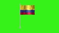Pole Flag of Colombia, Colombia Pole flag waving in the wind on Green Background. Colombia Flag, Flag of Colombia