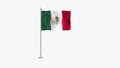Pole Flag of Mexico, Mexico Pole flag waving in wind on White Background. Mexico Flag, Flag of Mexico Royalty Free Stock Photo