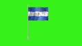 Pole Flag of Nicaragua, Nicaragua Pole flag waving in wind on Green Background. Nicaragua Flag, Flag of Nicaragua