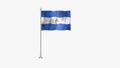 Pole Flag of Nicaragua, Nicaragua Pole flag waving in wind on White Background. Nicaragua Flag, Flag of Nicaragua