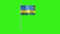 Pole Flag of Rwanda, Rwanda Pole flag waving in wind on Green Background. Rwanda Flag, Flag of Rwanda
