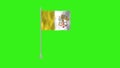Pole Flag of Vatican City, Flag of Vatican City, Vatican City Pole flag waving in the wind on Green Background Royalty Free Stock Photo