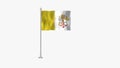 Pole Flag of Vatican City, Flag of Vatican City, Vatican City Pole flag waving in the wind on White Background Royalty Free Stock Photo