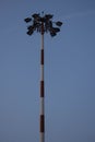 Pole with lighting system up in the air Royalty Free Stock Photo