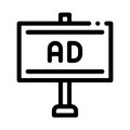 Pole-mounted billboard icon vector outline illustration