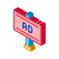 Pole-mounted billboard isometric icon vector illustration