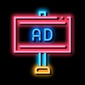 pole-mounted billboard neon glow icon illustration