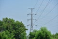 Pole power lines Royalty Free Stock Photo