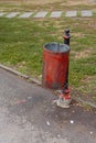 Pole Trash Bin Park Royalty Free Stock Photo