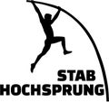 Pole vault silhouette with german word Royalty Free Stock Photo