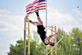 Pole vaulter snaps his pole