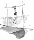 Pole vaulter is upside down Royalty Free Stock Photo