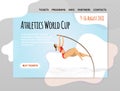 Pole vaulting, athletics competitions. Vector illutration in abstract flat style, design template of sport site header Royalty Free Stock Photo