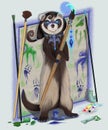 Polecat a female with a magic brush