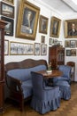 - Vintage design of living room in antique manor of the artist Polenov. Museum old furniture