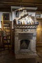 Vintage design of living room in antique manor of the artist Polenov. Museum old furniture