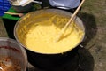 Polenta in caldron traditional recipe