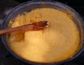 Polenta in cauldron