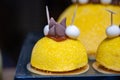 Polenta e Osei di Bergamo Alta most renowned sweet specialty cuisine, made from sponge cake, chocolate, butter, Royalty Free Stock Photo