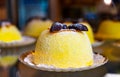 Polenta e Osei di Bergamo Alta most renowned sweet specialty of s cuisine, made from sponge cake, chocolate, butter, Royalty Free Stock Photo
