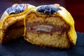 Polenta e Osei di Bergamo Alta most renowned sweet specialty made from sponge cake, chocolate, butter, Royalty Free Stock Photo