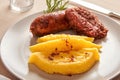 Polenta e salsiccia or cornmeal and pork sausage Royalty Free Stock Photo