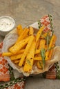 Polenta fries with thyme, rosemary and yogurt sauce